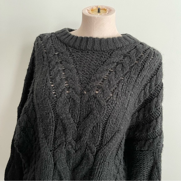 AERIE Black Cable Knit Cosy Sweater - Picture 3 of 7